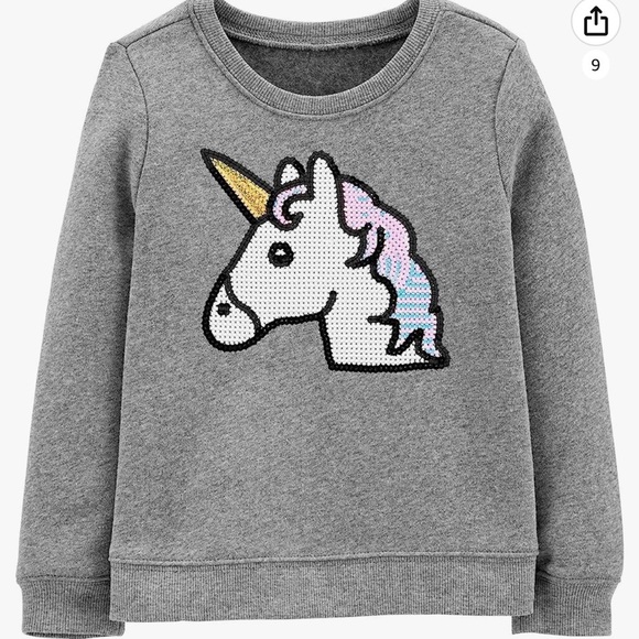 OshKosh B'Gosh Girls' Kids Flip Sequin Unicorn Flip crewneck sweater pul… - Picture 2 of 3